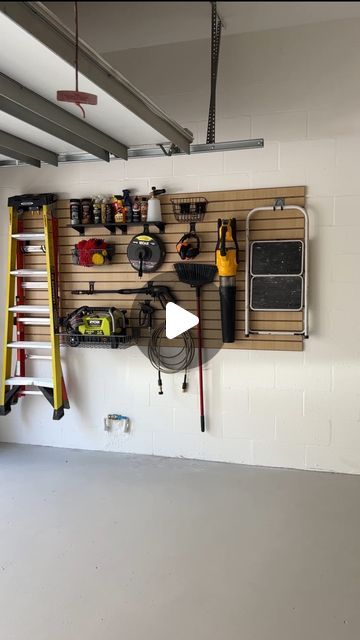 Slat Wall Ideas Garage, Slatwall Organization, Slatwall Garage, Garage Makeover, Slat Wall, Garage Organization, Mountain Home, Wall Organization, Spring Cleaning