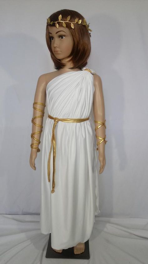 Greek Goddess Gown, Gold Halloween Costume, Artemis Costume, Diy Toga, Egyptian Fancy Dress, Olympics Costume, Artemis Greek Goddess, Gown Belt, Toga Dress