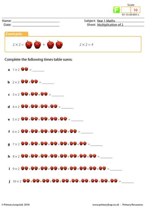 Year-1: Numeracy: Multiplication-and-division Printable Resources & Free Worksheets for Kids | PrimaryLeap.co.uk 2 Times Tables Worksheets, Times Tables Worksheets, Multiplication And Division Worksheets, Math Tables, Worksheets For Class 1, Free Worksheets For Kids, Ordinal Numbers, Maths Worksheets, Kindergarten Classroom Decor