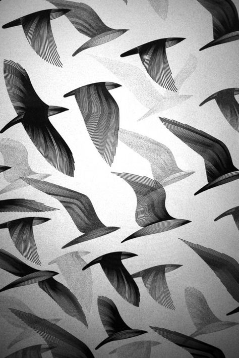 Migration Graphisches Design, Space Gallery, Art Et Illustration, Art And Illustration, Bird Prints, Bird Art, Textures Patterns, Surface Design, The Sky