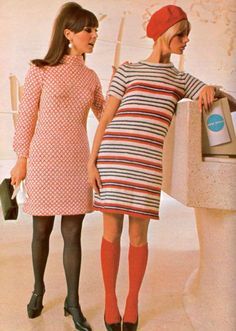 Fashion ♥ 1968 Swinging Sixties Fashion, 60s Outfits, 60’s Fashion, Look 80s, Style Année 60, Fall Fashion Skirts, 1960 Fashion, Mode Retro, 60s 70s Fashion