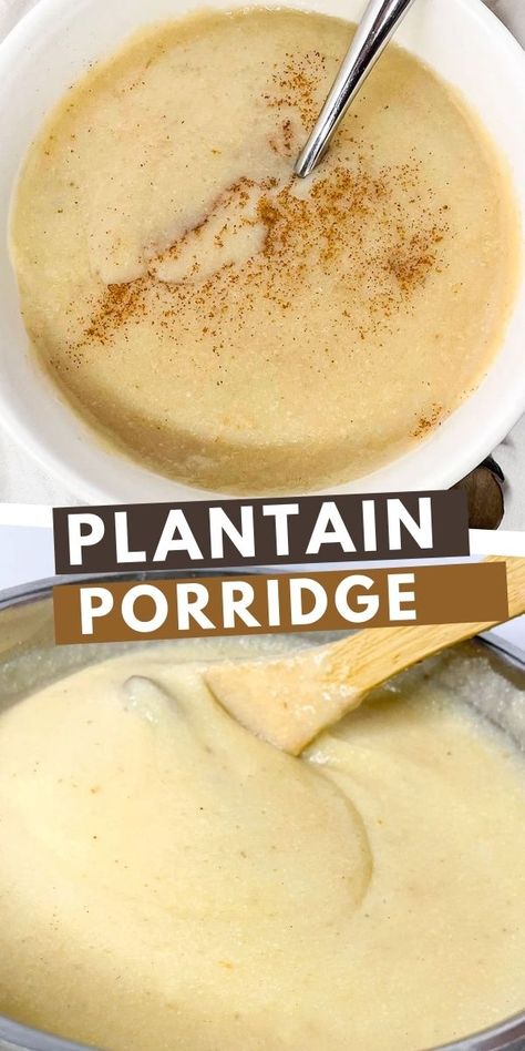 Plantain Dinner Recipes, Trini Breakfast Ideas, Jamaican Plantain Porridge, Green Plantains Recipes, Plantain Porridge Jamaican, Jamaican Porridge Recipes, Dominican Breakfast Ideas, Caribbean Breakfast Ideas, Recipes With Plantains