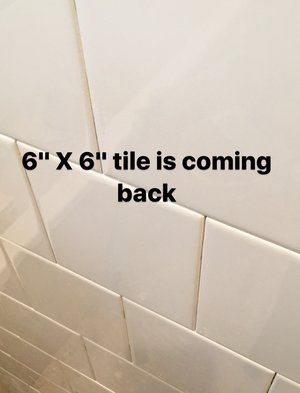 6 x 6 ceramic tile Bathroom Square White Tiles, 6x6 Square Tile Bathroom, Large Square Bathroom Tiles, White Square Subway Tile Bathroom, Square White Bathroom Wall Tiles, Square Tiles Bathroom Wall, Bathroom With Square Tile Walls, 4x4 White Tile Bathroom Shower Walls, White Square Tile Shower Wall