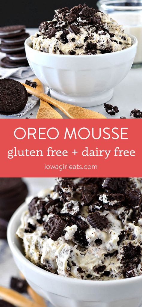 Oreo Mousse - Gluten Free and Perfectly Sweet! Gluten Free Dessert Recipes, Oreo Mousse, Dessert Gluten Free, Allergy Friendly Desserts, Gluten Free Dairy Free Dessert, Dairy Free Recipes Dinner, Gluten Free Desserts Recipes, Gf Desserts, Oreo Dessert