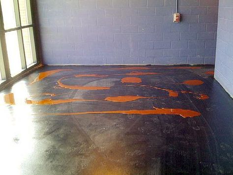 Water Based Concrete Stain Diy, Water Based Stained Concrete Floors, Valspar Concrete Stain, Stained Concrete Porch, Finished Concrete Floors, Water Based Concrete Stain, Diy Concrete Stain, Acid Stained Concrete Floors, Stained Floors