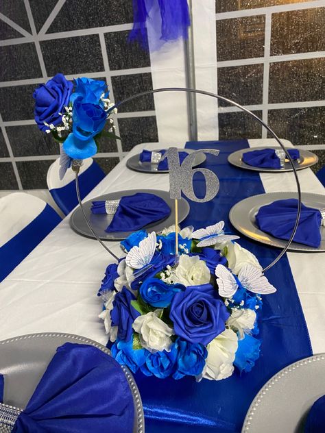 Royal Blue Birthday Party Decorations Centerpiece Ideas, Royal Blue Sweet 16 Centerpieces, Royal Blue Centerpieces Quinceanera Diy, Royal Blue Flower Centerpieces, Royal Blue And Silver Centerpieces, Royal Blue And Gold Centerpieces, Blue Centerpieces For Party, Royal Blue Centerpieces Quinceanera, Royal Blue Centerpieces