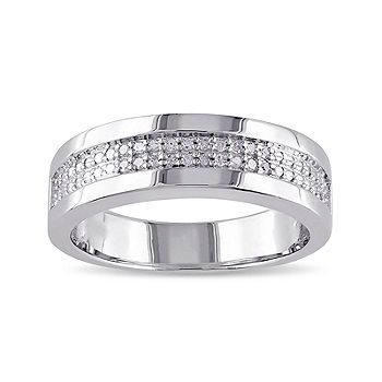 Mens 1/10 CT. T.W. Diamond Wedding Band-JCPenney, Color: White Unusual Wedding Rings, Mens Rings Wedding Diamond, Mens Diamond Band, Wedding Ring Diamond Band, Wedding Bands For Him, Mens Band Rings, Mens Diamond Wedding Bands, Rings Bands, Beautiful Wedding Rings