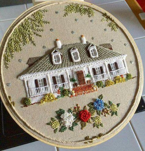 Wow, I love this! Stump Work, Sulaman Pita, Hand Stitches, Pola Bordir, Pola Sulam, Brazilian Embroidery, 자수 디자인, Silk Ribbon Embroidery, Hand Embroidery Art