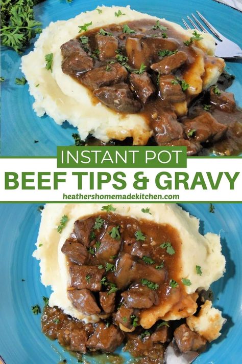 Beef Tips With Gravy, Instant Pot Beef Tips, Instant Pot Stew, Beef Tip Recipes, Beef Recipe Instant Pot, Beef Tips And Gravy, Stew Meat Recipes, Potted Beef, Beef Stew Meat