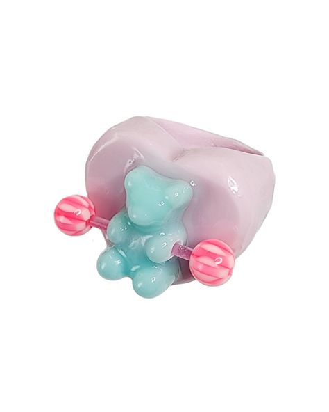 ** READY TO SHIP Our inner child calls for these rings! Made with resin rings reworked in our studio to create unique and super pop items for you! Candy Bear Ring is hand-painted resin in our studio for an incredible glow effect. Customized with a gummy bear and authentic piercing. It's the 2000s trend making its comeback to warm our hearts! ️🔥 📢 Price is for 1 ring. 👉US size: 7.5 (17.7mm diameter approx.)                     8 (18.2mm diameter approx.) Get in touch for any questions ✰Importa Bear Ring, 90s Jewelry, Art Studio Space, Resin Rings, Candy Jewelry, Painted Resin, Chunky Ring, Glow Effect, The 2000s