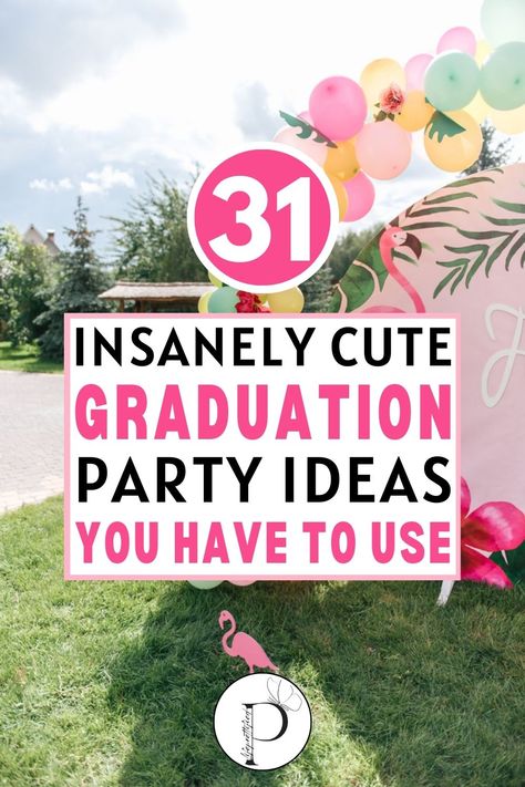 If you're on the hunt for college graduation party ideas, graduation party inspo, graduation party ideas food, graduation party ideas decorations, graduation party themes, and high school graduation party ideas, check out this post on 31 graduation party ideas! Best Graduation Party Ideas, Grad School Graduation Party Ideas, College Grad Decoration Ideas, Off To College Party Ideas, Graduation Theme Party Ideas High School, What To Do At A Graduation Party, College Graduation Party Ideas For Women, Senior Grad Party Ideas, Fancy Graduation Party Ideas