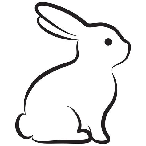 Drawings Of Rabbits Easy, Outline Of Animals, Easy Bunny Drawing Simple, Bunny Simple Drawing, Bunny Tattoo Outline, Easter Drawings Ideas Easy, How To Draw A Rabbit, Easter Rabbit Drawing, Easy Drawing Animals