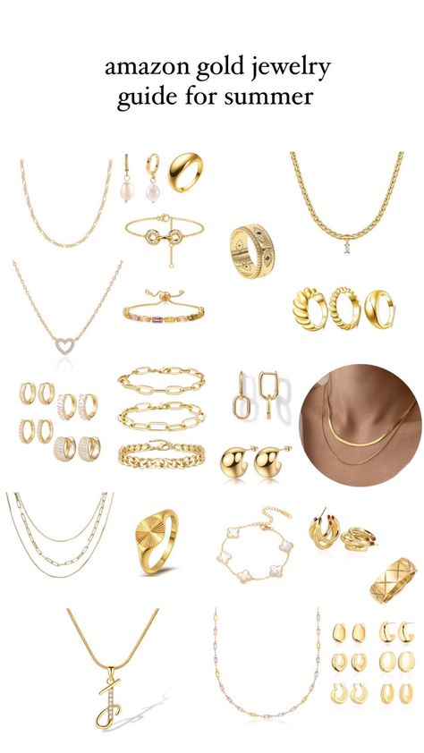 Jewelry Guide, Jewelry Closet, Inexpensive Jewelry, Preppy Jewelry, School Jewelry, Golden Jewelry, Jewelry Accessories Ideas, Jewelry Essentials, Girl Jewelry