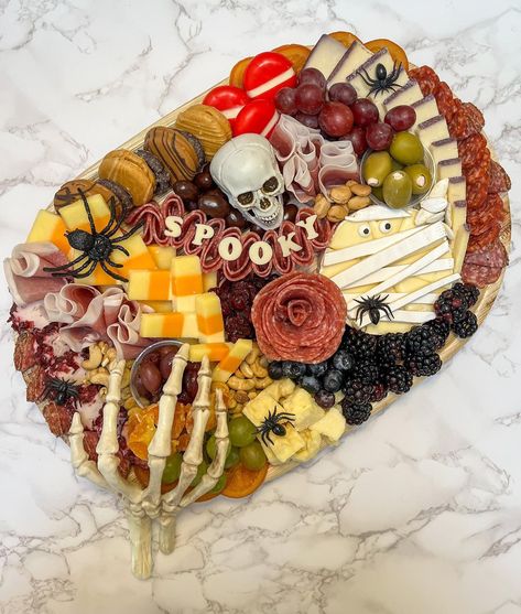 📢 LAST CALL for Halloween board orders! Order by 10/25 to get one of these specialty boards for Halloween weekend/Halloween. - - - #halloween #halloweencharcuterieboard #alpharettacharcuterie #roswellcharcuterie #miltoncharcuterie #charcuterieboard #cheeseboard #traderjoes #peachtreecorners #alpharettamoms #alpharettafoodie #spooky Halloween Dessert Board Platter, Halloween Charcuterie Board Aesthetic, Cacutere Board Halloween, Ouija Charcuterie Board, Halloween Cuterie Board, Halloween Crock Pot Ideas, Halloween Pumpkin Charcuterie Board, Halloween Shaped Food, Cheese Board Halloween