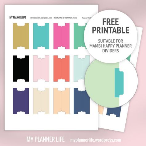 Free Printable Planner Tabs                                                                                                                                                     More Diy File Folder Tabs Free Printable, Tab Dividers Printable, Diy Page Dividers, Binder Tabs Printable Free, Divider Tabs Printable Free, Free Notes Template, Printable Tabs, Happy Planner Free Printable, Binder Tabs