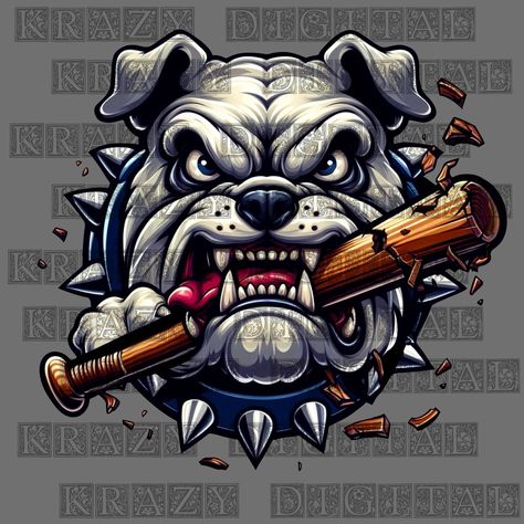 Blue Bulldog, English Bulldog Art, Baseball Mascots, Monsters Art, Bulldog Tattoo, Bulldog Artwork, Bulldog Mascot, Cricket Ideas, Bulldog Art