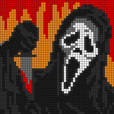 No Face Grid Pattern, Horror Movie Alpha Patterns, Alpha Patterns Horror, Horror Grid Pattern, Scream Crochet Grid, Scream Cross Stitch, Scream Alpha Pattern, Horror Cross Stitch Patterns Free, Ghostface Alpha Pattern