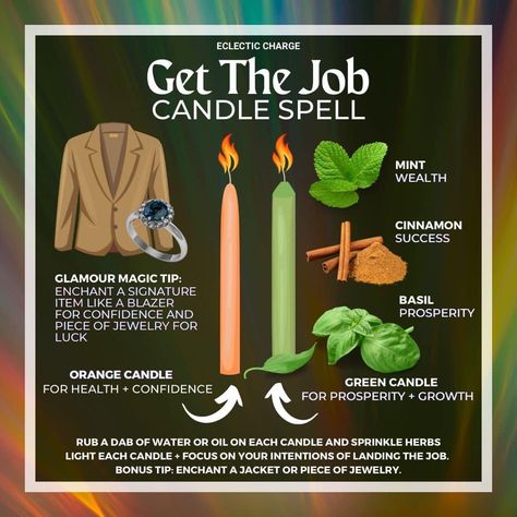 Career Spell, Candle Magik, Job Spell, Candle Color Meanings, Candle Magic Spells, Money Spells That Work, Good Luck Spells, Easy Spells, Luck Spells