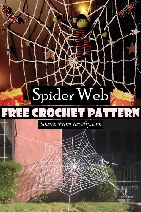 15 Free Crochet Spider Web Patterns In This Halloween Free Crochet Spiderweb Pattern, Crochet Spider Web Decoration, Crochet Spider Web Decor, Crochet A Spider Web, Spider Web Knitting Pattern, Spiderweb Costume Diy, Crocheted Spider Web Pattern Free, Diy Crochet Spider Web, Free Spider Web Crochet Pattern