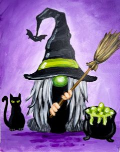 Veselý Halloween, Halloween Canvas Paintings, Imprimibles Halloween, Witch Painting, Fall Canvas Painting, Halloween Rocks, Halloween Artwork, Easy Canvas Painting, Canvas Painting Designs