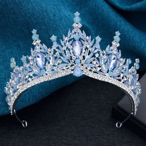 High Point Royal Queen Tiara Crowns Wedding Party Birthday Jewelry Acc – TulleLux Bridal Crowns & Accessories Quince Crowns Blue, Blue Tiara, Queen Tiara, Quinceanera Crown, Queens Tiaras, Green Princess, Crown For Women, Crystal Bridal Tiaras, Royal Crowns