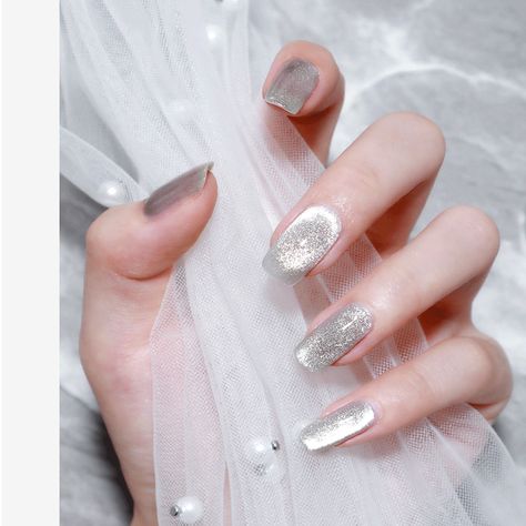 Ice Gel Nails Design, Ice Gel Nails, Ice Nails Designs, Frost Nails, Magnet Nails, Bride's Hairstyle, Ice Nails, Ice Nail, Multicolored Nails