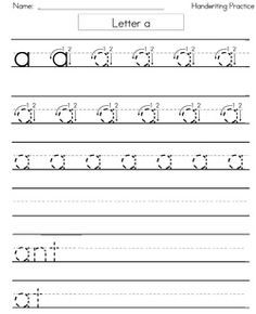 FREE Printable handwriting worksheets with practice letters on ruled lines in the Zaner Bloser style. You’ll notice that the letters include straight lines and circles instead of “tails”. The first worksheet shown includes all 26 letters. Below that, you’ll find one sheet for each letter. Letter Writing Sheets Free Printable, Practice Printing Sheets Free Printable, Free Printing Practice Sheets, Free Hand Writing Practice Sheets, Handwriting Practice Sheets Sentences, Printing Practice Sheets, Printing Worksheets, Lowercase Handwriting, Lower Case A