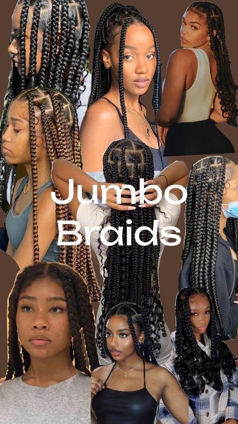 jumbo braids #boxbraids #blackgirlhairstyles #braids #jumbo #box Box Braids Big Sections, Jumbo Braids 4c Hair, Braids For Big Heads, Jumbo Braids Parting, How To Style Jumbo Box Braids, Jumbo Box Braids Parting Pattern, Short Jumbo Box Braids, Jumbo Braids Hairstyles, Box Braids Jumbo