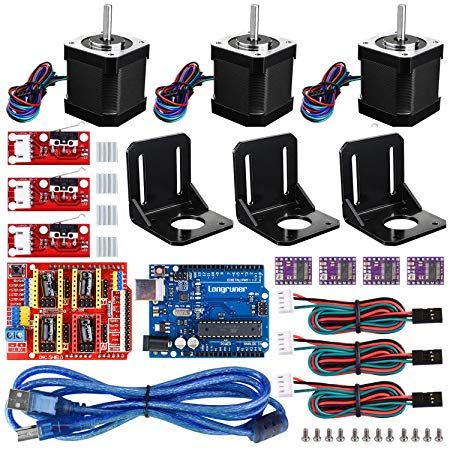 Longruner For Arduino Professional 3D printer CNC Kit, GRBL CNC Shield +UNO R3 Board+RAMPS 1.4 Mechanical Switch Endstop+DRV8825 A4988 GRBL Stepper Motor Driver+Nema 17 Stepper Motor (LKB02) Cnc Machine Projects, Arduino Projects Diy, Arduino Cnc, 3d Printer Kit, Cnc Controller, Diy Cnc Router, Drukarka 3d, Routeur Cnc, Router Machine