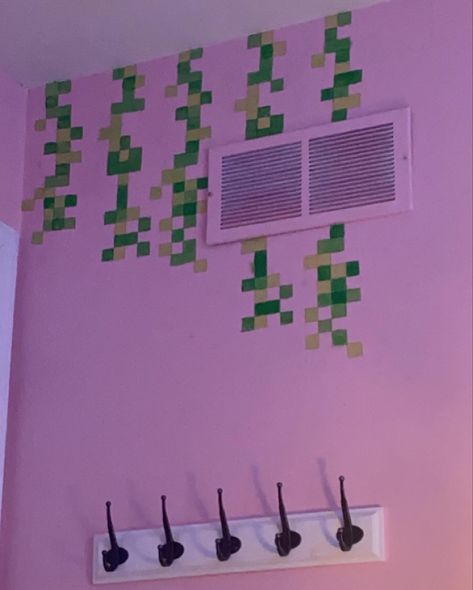 Diy Cute Wall Decor, Things To Paint On Bedroom Wall, Minecraft Vines Room Decor, Things To Paint On Ur Wall, Minecraft Diy Room Decor, Minecraft Vines Pixel, Minecraft Room Decorations, Pixel Art Room Decor, Pixel Art Ideas Room