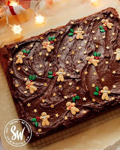 If you are looking for an easy Christmas chocolate traybake then you are in the right place. This Christmas I have created a beautifully easy chocolate sponge traybake cake topped with a rich and delicious chocolate cream cheese buttercream. My Christmas traybake cake will bring a smile to everyone you share it with. It is the perfect base to add your favourite Christmas sprinkles and decorations. A great cake to decorate with kids this Christmas too. This is an easy chocolate traybake recipe th Spiced Biscuits, Traybake Recipes, Chocolate Christmas Cake, Chocolate Traybake, Traybake Cake, Christmas Cakes Easy, Cranberry Cake, Tray Bake Recipes, Christmas Baking Recipes