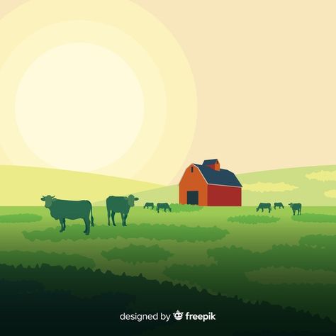 Milk Advertising, Farm Illustration, Farm Vector, Landscape Vector, Yellow Aesthetic Pastel, Farm Landscape, Milk Brands, Background Nature, Farm Logo