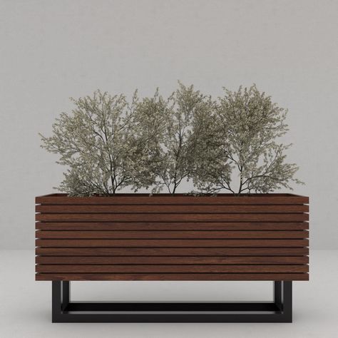 "Planter box: 20\" tall Metal stand: 10\" tall Total height: 30\" tall Planting Depth: 17\" deep Location: Indoor or Outdoor Custom sizes: Yes Elevate your space with our exquisite Mid-Century Modern Planter, featuring a sleek metal support frame that adds a touch of sophistication to any setting. Crafted with the utmost attention to detail, this planter exudes quality and charm. Planter Liner: Introducing our top-of-the-line food-safe LLDPE plastic planter liners, designed with your plants and Diy Deck Planter Boxes, Plant Boxes Outdoor, Modern Planter Boxes, Plant Box Design, Movable Planter, Planter Box Design, Modern Backyard Garden, Planter Box Ideas, Tall Planter Boxes