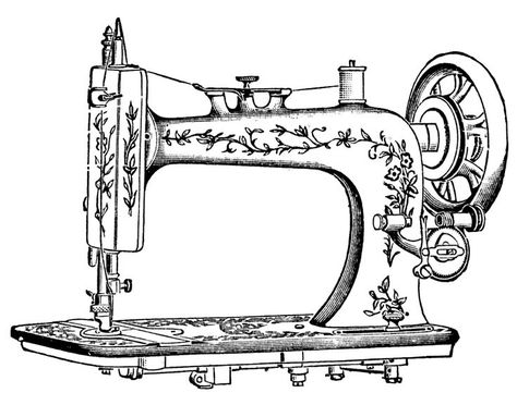 Sewing Machine Coloring Page | School house coloring page ... Sewing Machine Tattoo, Antique Sewing Machine Table, Sewing Machine Drawing, White Sewing Machine, Old Sewing Machine, Vintage Clipart, Foto Transfer, Antique Sewing Table, Old Sewing Machines