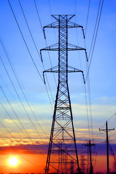 Electric High Voltage Transmission Tower at Sunset. Electric grid network power , #spon, #grid, #Sunset, #power, #network, #Tower #ad Newspaper Design Layout, Ladder Logic, Nasa Pictures, Transmission Tower, Power Engineering, Youtube Facts, Electrical Wires, Tower Of Power, Ancient Words