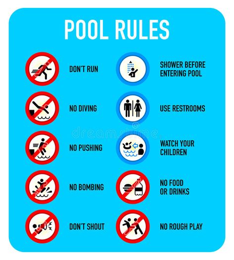 Pool rules signs. Set of typical pool warning and prohibited signs , #affiliate, #signs, #Set, #Pool, #rules, #warning #ad Swimming Pool Rules, Swimming Sign, Pool Rules Sign, Stock Pools, Swimming Pool Signs, Swimming Pool Safety, Swimming Safety, Pool Rules, Rules For Kids