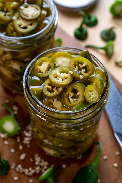 Pickled Jalapenos Pickle Branding, Pickled Jalapeno Recipe, Canned Jalapenos, Pickled Jalapenos, Greek Lemon Chicken Soup, Jalapeno Chili, Closet Cooking, Lemon Chicken Soup, Preserving Foods