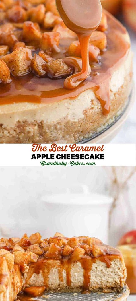 Caramel Apple Pie Cobbler, Spiced Apple Cheesecake, Cheesecake Fall Desserts, Recipes That Use Caramel Sauce, Caramel Apple Topping For Cheesecake, Luxurious Caramel Apple Cheesecake, Apple Cinnamon Cheesecake Cupcakes, Beat Fall Desserts, Bourbon Caramel Apple Pie