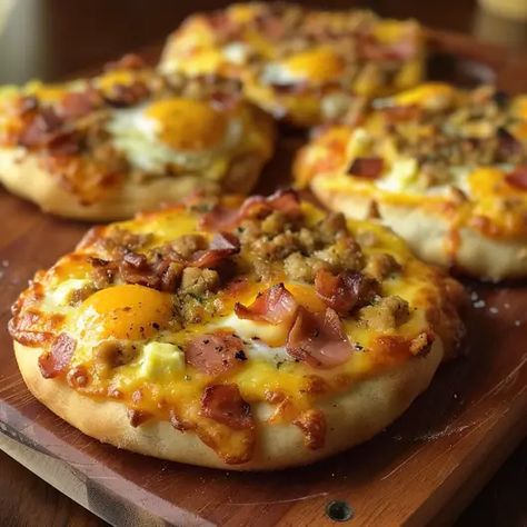 English Muffin Breakfast Pizza - Muffin Pan Breakfast Ideas, English Muffin Breakfast Pizza With Gravy, Easy English Muffin Breakfast, Breakfast Ideas In A Bunt Pan, Breakfast Pizza On English Muffins, Sandwiches On Buns, Freezer Breakfast Pizza, Egg English Muffins Breakfast, Breakfast Get Together Ideas