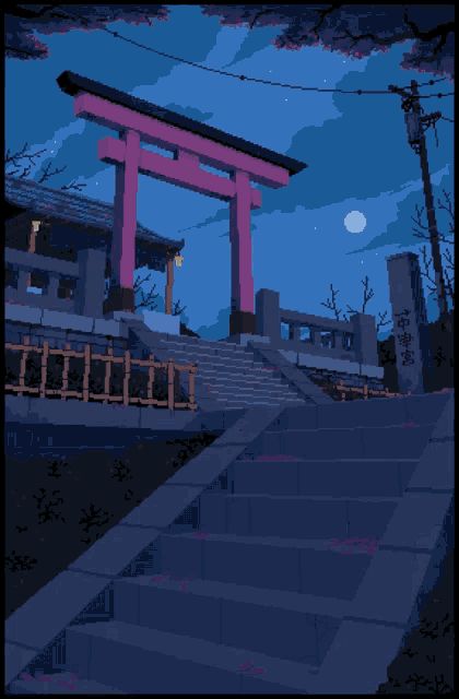 Pixel Aesthetic, Pixel Art Landscape, Japanese Shrine, 8 Bit Art, Pixel Art Background, Pixel Animation, Arte 8 Bits, 8bit Art, Cool Pixel Art