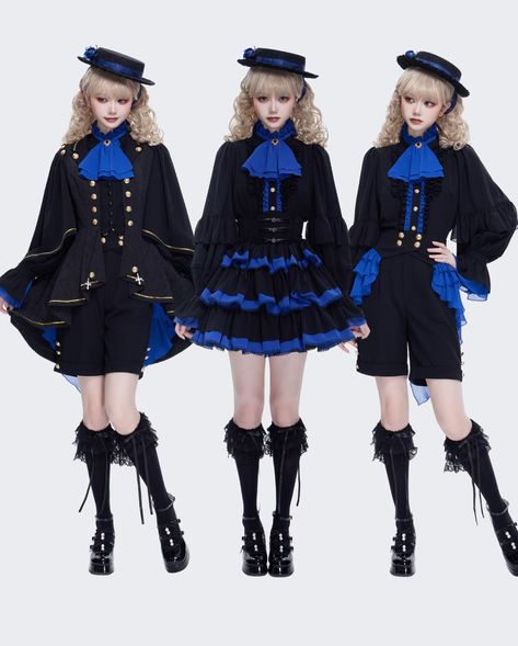 🖤💙Embrace the darkness within with our Ciel Phantomhive-inspired outfits! Set 1: Shirt + Lolita Skirt; Set 2: Shirt + Ouji Shorts + Coat Get Yours Now👉 https://www.devilinspired.com/ouji-fashion #devilinspired #oujifashion #oujilolita #gothicfashion #gothlolita #ouji #gothaesthetic #eglcommunity Ciel Phantomhive Outfit, Ouji Fashion Girl, Ouji Shorts, Ouji Fashion, Embrace The Darkness, Oc Outfits, Formal Clothes, Ciel Phantomhive, Outfit Design