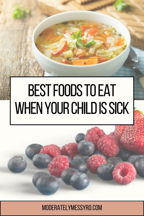 Using evidence-based research, this post discusses which foods and fluids you should prioritize when your little one is sick. Examples? Foods with high water content, soups, bland and easily digestible foods, and foods high in immune-fighting nutrients. Soups Recipes When Sick, Food Recipes For When Your Sick, Good Food To Eat When Sick, Healthy Foods When Sick, Nutritious Meals For Toddlers, Breakfast For Sick Toddler, Foods For Sick Toddlers, Meals For Sick Toddlers, Sick Food Ideas