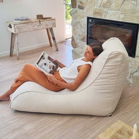 Mooi Living Bean Bags’s Instagram post: “🥰 We're just so in-love with our Indoor Day Bed Lounger, now available in this stunning natural beige colour. ⁠ ⁠ This design is just…” Couch Lounge Sofa, Indoor Daybed, Shoal Bay, Daybed Lounge, Bean Bag Couch, Bean Bag Lounger, Bean Bag Chairs, Bean Bag Covers, Theatre Room