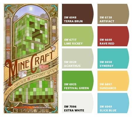 Instantly turn any picture into a palette with ColorSnap, created for you by Sherwin-Williams. Minecraft Rooms, Minecraft Poster, Minecraft Bedroom Decor, Lego Bedroom, Easy Minecraft Houses, Minecraft Bedroom, Cool Minecraft Houses, Minecraft Room, Minecraft Decorations