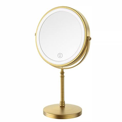 Limited-time deal: Lighted Makeup Mirror, 8" Rechargeable Double Sided Magnifying Mirror with 3 Colors, 1x/10x 360° Rotation Touch Screen Vanity Mirror, Brightness Adjustable Magnification Cosmetic Light up Mirror Small Mirror With Lights, Eyebrows Shaving, Trimming Eyebrows, Light Up Mirror, Applying Mascara, Shaving Hair, Amazon Items, Face Details, Lighted Makeup Mirror