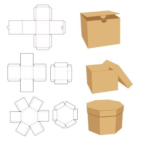 Lantern Template, Hexagon Box, Kraft Packaging, Box Templates, Papercraft Templates, Box Packaging Design, Box Patterns, Handmade Box, Packing Design