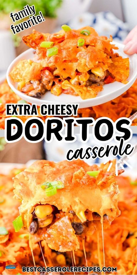 Doritos Casserole with Ground Beef - Best Casserole Recipes Queso Casserole Ground Beef, Dorito Casserole With Ground Beef, Doritos Beef Casserole, Dorito Bake Ground Beef, Dorito Beef Casserole, Cheesy Ranch Ground Beef & Rice Casserole, Easy Casserole Dishes With Ground Beef, Dorito Casserole Hamburger Ground Beef, Ground Beef Dorito Casserole