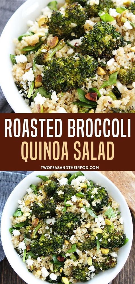 Broccoli Quinoa Salad, Broccoli Quinoa, Roasted Broccoli Recipe, Pescetarian Recipes, Vegan Entrees, Quinoa Salat, Easy Healthy Eating, Quinoa Salad Recipes, Aip Recipes