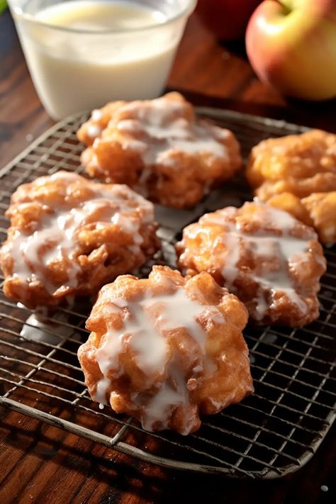 Apple Fritters - That Oven Feelin Oven Baked Apple Fritters Recipe, Yellow Apple Recipes, That Oven Feelin, Baked Apple Fritters Oven, Baked Apples Recipe Oven, Homemade Apple Fritters, Oven Baked Apple, Baked Apple Fritters, Pastry Ideas