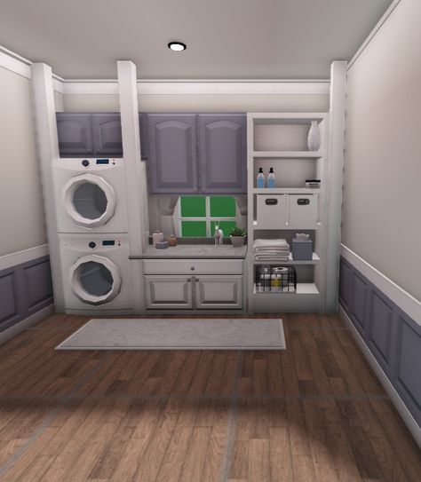 #Bloxburg #Aesthetic Bloxburg Bathroom And Laundry Room, Bloxburg Washer And Dryer Room, Small Laundry Room Ideas Bloxburg, Laundry Room Inspo Bloxburg, Big Laundry Room Ideas Bloxburg, Bloxburg Room Inspiration, Bloxburg Storage Room Ideas, 3x3 Laundry Room Bloxburg, Bloxburg Laundry Room Ideas 3x3